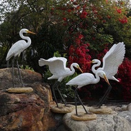 Landscaping Garden Fake Mountain Water Outdoor Bird Simulation Animal Fiberglass Egret Decoration Eg