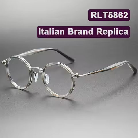 Italy Brand Replica Round Acetate Titanium Glasses Women Men Luxury Handmade Eyepieces Korea Vintage