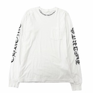 成色極佳 □ CHROME HEARTS Chrome Hearts 100%純棉Logo印花圓領長袖T卹，胸袋，白色，S碼，美國製造，男款