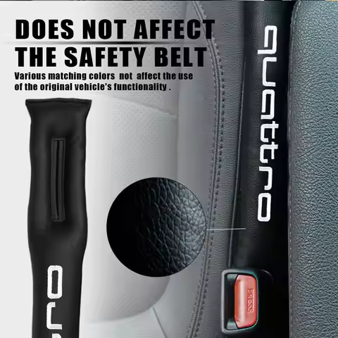 2pcs quattro logo Car Seat Gap Filler Side Seam Plug Strips For Audi A3 A4 B5 B6 A2 8P 8V 8L A5 A6 C