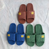 Perforated slippers for the house and bathroom. Women's rubber slippers with smiley faces House Slip