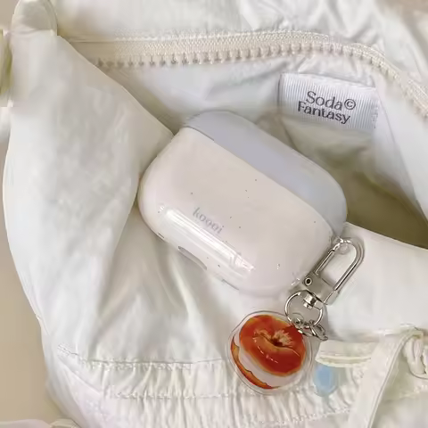 3D bagel Chain Pendant Headset Case For Airpods 1 2 3 Cover Shockproof For Airpod Pro 4 Pro2nd Funda