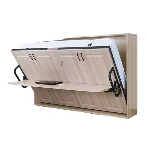 Invisible bed Household rollover invisible folding bed Small apartment desk bed Integrated combinati