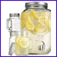 ☃ ✴ 5 Liters Beverage Juice Jar Dispenser With Stand and 4pcs Mason Glass Jar With Lid and Straw
