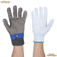 HUHNOT Safety Cut Proof Non-slip Work Mesh Butcher Mittens Stab Resistant Glove