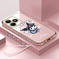 Hontinga เคสโทรศัพท์ Realme C65 12 Pro+ Pro Plus 12X 5G Note 50 C53 C51 Narzo N53แฟชั่นการ์ตูนน่ารักสาวๆเคสโทรศัพท์ TPU นิ่มชุบโครเมียมเคสป้องกันกล้องคลุมทั้งหมดเคสยางสำหรับเด็กผู้หญิง