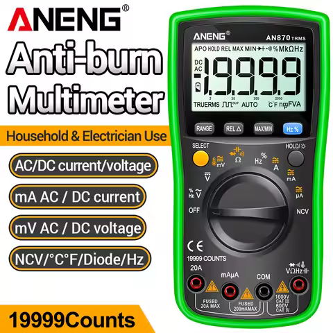 ANENG AN870 Digital Multimeter True Rms 19999 Count AC/DC Current Voltage Capacitance Resistance Met