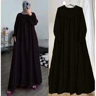 (Idola Wanita) Gamis Warna Burgundy Lebar Bawah Mayung Jumbo LD 120/ Gamis Crinkle Wanita Dewasa Bus