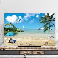 新中式 Chinese style tapestry TV Dust Cover Elastic Hanging TV Cover Cloth remote control cover 32 37 3