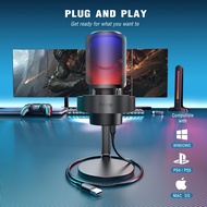 FIFINE A8 Ampligame USB Rgb Condenser Gaming Microphone for PC Mac Mic with Touch mute กำไรที่ปรับได