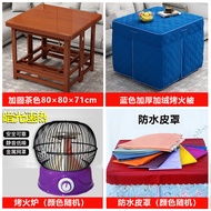 Bamboo Baking Fire Table Multifunctional Double-Deck Home Thickened Baking Fire Rack Winter Square Solid Wood Foldable Heating Table