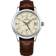 BNIB GRAND SEIKO Automatic GMT SBGM221 Elegance Collection Beige Dial Brown Leather Strap Made in Japan Men Watch