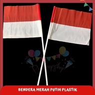 MERAH Red and White Flag Sticks, 20 pcs