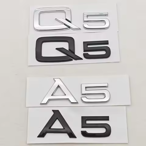 3D ABS Car Letters Logo A5 Q5 Rear Trunk Badge Sticker Emblem Decals For Audi Q5 A5 Auto Tail Access