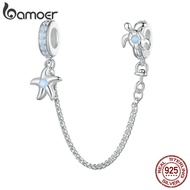 Bamoer 925 Sterling Sliver Charms Beads Safety Chain Silicone Plug For The Underwater World Design D