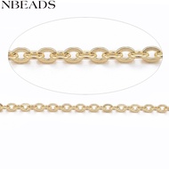 1roll Ion Plating(IP) 304 Stainless Steel Cable Chains Soldered with Spool Flat Oval Golden 1.5x1.2x