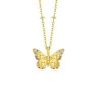 Elegant and High-End Feel Women's Pure Silver Zircon Necklace s925 Fairy Niche Butterfly Light Luxur