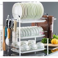 3 Layer Steel Dish Rack With Knife & Cutting Board Compartments tempat letak pinggan rak 3 tingkat