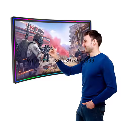 Game Machine Touch Screen Monitor 32 43 50 55 Inch Gaming Curved Monitor With Led Lights