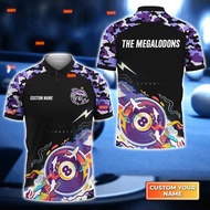 Men Customized 3D Printing Polo Shirt, 8 Ball Pool Billiard Shirt, Thunderbolt, Pool Gift
