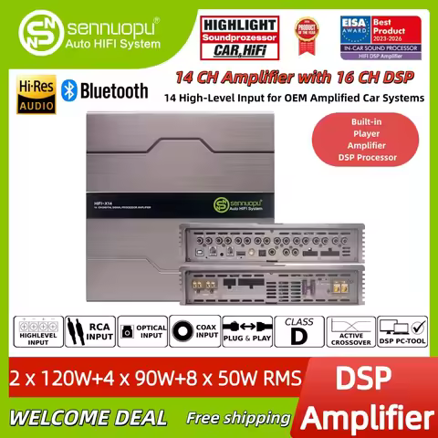 Sennuopu HIFI X14 Premium 16 Channel DSP 14 Channel Car Amplifier Hi Res Audio Professional Tuning