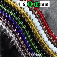 Manik-Manik Kaca Bulat Bening / Manik Kaca Bulat Transparant Warna Uk 8-10mm Harga/1String