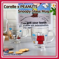 Corelle x PEANUTS  Snoopy Glass Mug/Snoopy and Woodstock/Charlie Brown and Friends/Snoopy Mug/Character Glass Cup/Character Mug/380ml