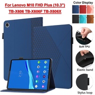 For Lenovo M10 Plus 10.3 inch TB-X606 TB-X606F TB-X606X Tablet Protection Case Tab M10 FHD Plus X606 X606F X606X Retro Embossed Prismatic Flip Leather Cover Fold Stand