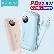 KUULAA 10000mAh Power Bank with Lamp LED Display PD Fast Charging Powerbank Built in Cables 22.5W External Battery Pack for iPhone Samsung Huawei Xiaomi Android Phones