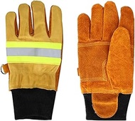 Fireproof Gloves, Pair of EN420 Cow Leather Safety Fire Gloves Fireman's Gloves