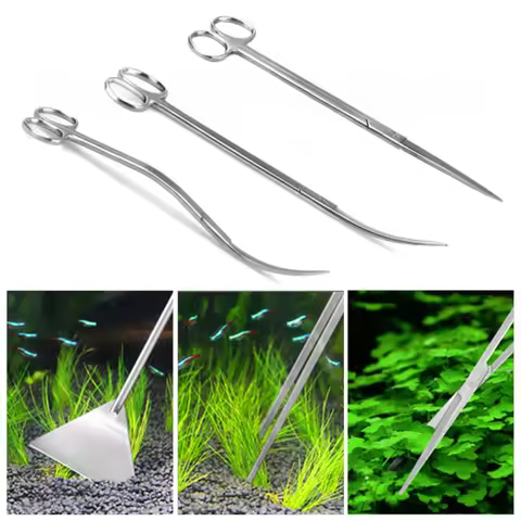 tainless Steel Aquarium Cleaning Tools Scissors Tweezers Wave Scissors Fish Tank Plants Tools Pet Aq