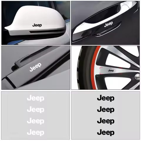 4Pcs Car Door Handle Stickers Tire Rear View Mirror Decals For Jeep Renegade Wrangler JL JK Gladiato