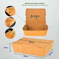 (1ctn) Brown Kraft Paper Lunch Box (Large-L) :  18.0cm (L) x 12.0cm (W) x 5.0cm (H)