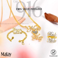 Indogold - 916 Gold Necklace Customize Name White Gold 22K Couple Series Necklace IndoGold