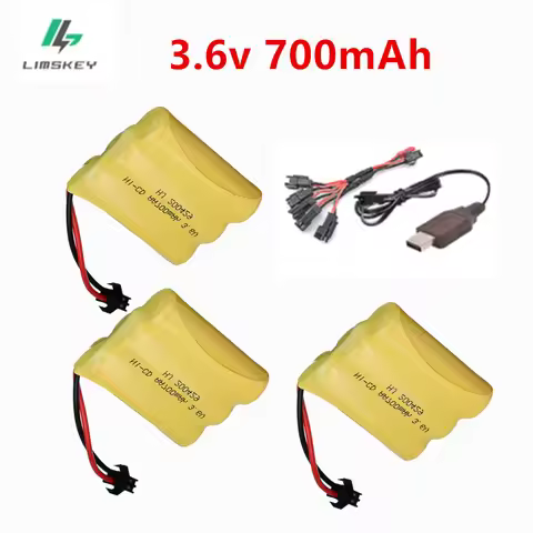 (SM Plug) 700mah 3.6V NiCD Battery For Rc toys Car RC Tanks RC Trains RC Robot RC Boat Gun AA 3.6 v 