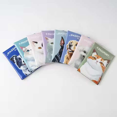 2025 UV Color Printing Cute Cat Dog Pet Passport Holder Travel Wallet Passport Cover Passport Wallet