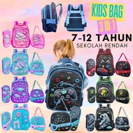 Kids Primary Backpack / 7 - 12 Tahun / Kids Bag ( 3 In 1 ) H# Design / School Primary Bag  / High Qu