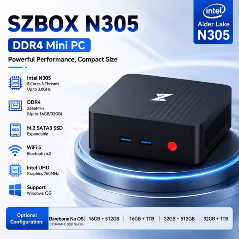 SZBOX Intel N305 Mini PC 12th Gen 8-Core Mini Computer Dual 4K HDMI Gigabit LAN USB 3.0 Home Office