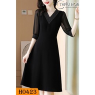 Middle-aged women's office dress, high-quality Thai sand material, youthful and modern design Thieu 