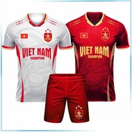 Đồ Bóng Đá Thun 4 Chiều Việt Nam Đỏ Trắng SS25 - Bộ Thể Thao Thấm Hút Mồ Hôi