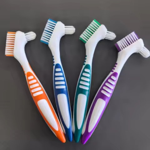 4Pcs Double Sided Denture Toothbrushes Portable Multi-Layered Soft Bristles Clean Brush Multifunctio