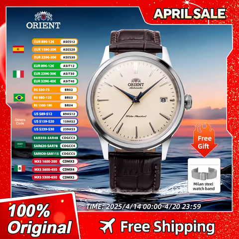 orient Japanese original watch casual simple men's Mechanical watch Leather Strap Calendar display
