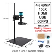 กล้องจุลทรรศน์ 4K Microscope กล้องไมโครสโคป HDMI USB 1080P กล้องจุลทรรศน์อุตสาหกรรมกล้อง1-150X ซูม18
