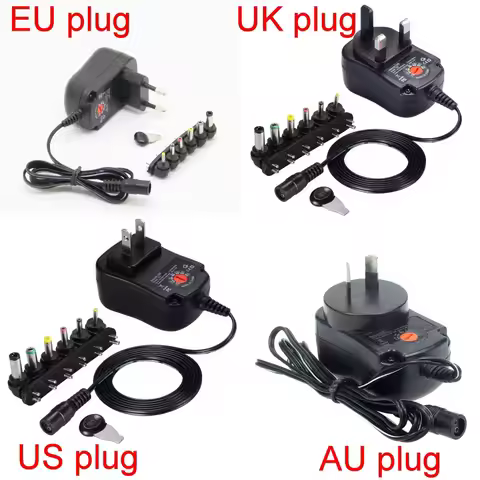 1PCS 3v 4.5v 5v 6v 7.5v 9v 12v 200mA 300mA 400mA 500mA 600mA 700mA 800mA Power Adapter with 6 pieces