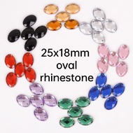 25 x 18 mm and 13 x 18 mm oval rhinestones with hole