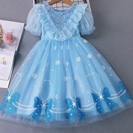 [YYDS]001 Girls Dress Elsa Cosplay Costume Dresses Girl Princess Elsa Dress For Birthday Party Kids 