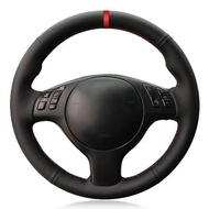 Car Steering Wheel Cover Hand-stitched Soft Black Genuine Leather For BMW M Sport E46 330i 330Ci E39