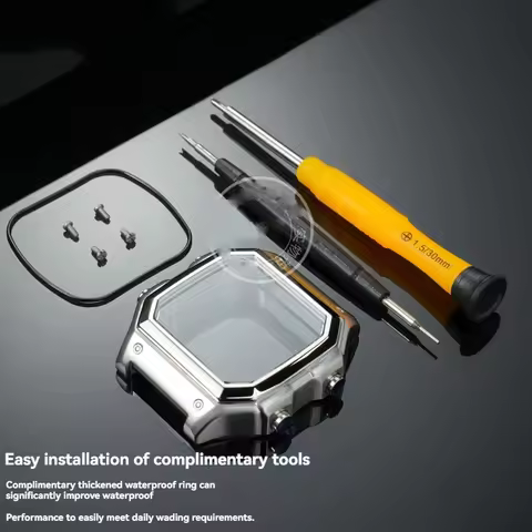 Retro small square metal case for Casio AE1200 AE1300 watch modification, stainless steel case modif