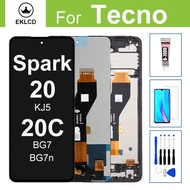 LCD Display For Tecno Spark 20 20C KJ5 BG7 BG7n Touch Screen Digitizer Assembly Spark20 With Frame R