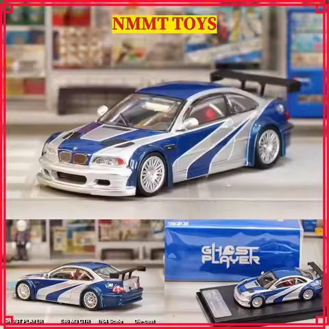 Ghost Player X SW 1:64 BMW 3 Series M3 E46 GTR NFS Silver Blue Alloy Model Car